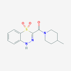 molecular formula C14H17N3O3S B2425005 (4,4-dioxido-1H-4,1,2-benzothiadiazin-3-yl)(4-methylpiperidin-1-yl)methanone CAS No. 1251630-61-1
