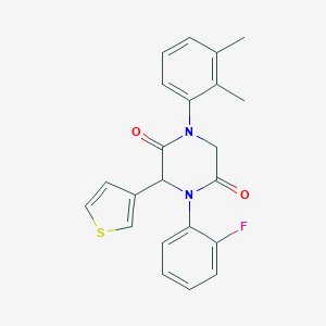molecular formula C22H19FN2O2S B242502 1-(2,3-Dimethylphenyl)-4-(2-fluorophenyl)-3-(3-thienyl)-2,5-piperazinedione 