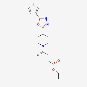 molecular formula C17H21N3O4S B2425024 Ethyl 4-oxo-4-(4-(5-(thiophen-3-yl)-1,3,4-oxadiazol-2-yl)piperidin-1-yl)butanoate CAS No. 1448135-97-4