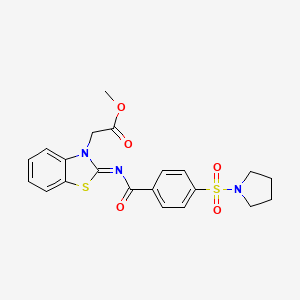 molecular formula C21H21N3O5S2 B2425041 methyl 2-[(2Z)-2-{[4-(pyrrolidine-1-sulfonyl)benzoyl]imino}-2,3-dihydro-1,3-benzothiazol-3-yl]acetate CAS No. 865197-62-2