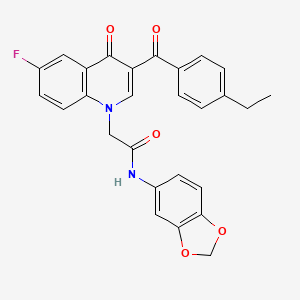 molecular formula C27H21FN2O5 B2425045 N-(2H-1,3-benzodioxol-5-yl)-2-[3-(4-ethylbenzoyl)-6-fluoro-4-oxo-1,4-dihydroquinolin-1-yl]acetamide CAS No. 866589-97-1