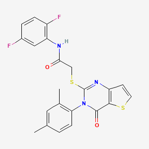 molecular formula C22H17F2N3O2S2 B2425061 N-(2,5-difluorophenyl)-2-{[3-(2,4-dimethylphenyl)-4-oxo-3,4-dihydrothieno[3,2-d]pyrimidin-2-yl]sulfanyl}acetamide CAS No. 1260993-79-0