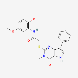 molecular formula C24H24N4O4S B2425063 N-(2,5-dimethoxyphenyl)-2-({3-ethyl-4-oxo-7-phenyl-3H,4H,5H-pyrrolo[3,2-d]pyrimidin-2-yl}sulfanyl)acetamide CAS No. 1021226-67-4