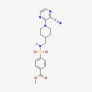 molecular formula C19H21N5O4S B2425066 methyl 4-(N-((1-(3-cyanopyrazin-2-yl)piperidin-4-yl)methyl)sulfamoyl)benzoate CAS No. 1797286-30-6