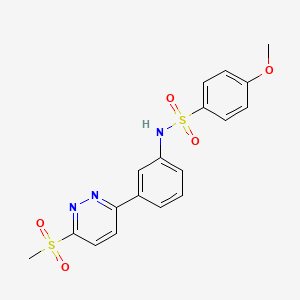 molecular formula C18H17N3O5S2 B2425101 N-[3-(6-methanesulfonylpyridazin-3-yl)phenyl]-4-methoxybenzene-1-sulfonamide CAS No. 1005303-80-9