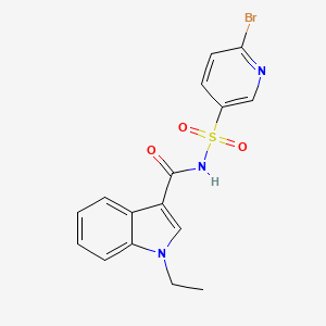 molecular formula C16H14BrN3O3S B2425113 N-[(6-bromopyridin-3-yl)sulfonyl]-1-ethyl-1H-indole-3-carboxamide CAS No. 1808679-68-6