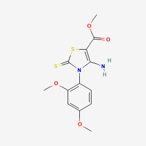 molecular formula C13H14N2O4S2 B2425129 methyl 4-amino-3-(2,4-dimethoxyphenyl)-2-sulfanylidene-2,3-dihydro-1,3-thiazole-5-carboxylate CAS No. 688337-75-9