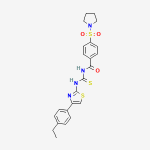 molecular formula C23H24N4O3S3 B2425149 N-((4-(4-ethylphenyl)thiazol-2-yl)carbamothioyl)-4-(pyrrolidin-1-ylsulfonyl)benzamide CAS No. 477323-65-2
