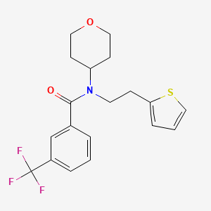 molecular formula C19H20F3NO2S B2425152 N-(tetrahydro-2H-pyran-4-yl)-N-(2-(thiophen-2-yl)ethyl)-3-(trifluoromethyl)benzamide CAS No. 1797760-31-6