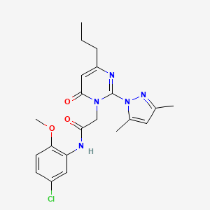molecular formula C21H24ClN5O3 B2425188 N-(5-chloro-2-methoxyphenyl)-2-(2-(3,5-dimethyl-1H-pyrazol-1-yl)-6-oxo-4-propylpyrimidin-1(6H)-yl)acetamide CAS No. 1019106-54-7