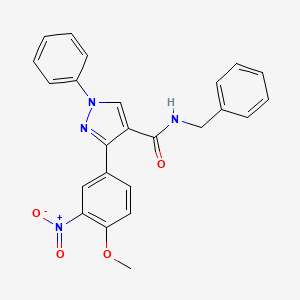 molecular formula C24H20N4O4 B2425195 N-benzyl-3-(4-methoxy-3-nitrophenyl)-1-phenyl-1H-pyrazole-4-carboxamide CAS No. 882225-54-9