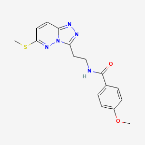 molecular formula C16H17N5O2S B2425201 4-methoxy-N-(2-(6-(methylthio)-[1,2,4]triazolo[4,3-b]pyridazin-3-yl)ethyl)benzamide CAS No. 872995-43-2