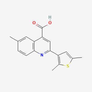 molecular formula C17H15NO2S B2425264 2-(2,5-Dimethylthiophen-3-yl)-6-methylquinoline-4-carboxylic acid CAS No. 587850-77-9