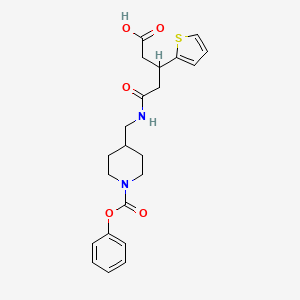 5-Oxo-5-(((1-(phenoxycarbonyl)piperidin-4-yl)methyl)amino)-3-(thiophen-2-yl)pentanoic acid