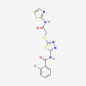 2-fluoro-N-(5-((2-oxo-2-(thiazol-2-ylamino)ethyl)thio)-1,3,4-thiadiazol-2-yl)benzamide