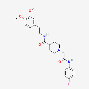 molecular formula C24H30FN3O4 B2425282 N-(3,4-dimethoxyphenethyl)-1-(2-((4-fluorophenyl)amino)-2-oxoethyl)piperidine-4-carboxamide CAS No. 942006-07-7