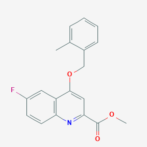molecular formula C19H16FNO3 B2425285 METHYL 6-FLUORO-4-[(2-METHYLPHENYL)METHOXY]QUINOLINE-2-CARBOXYLATE CAS No. 1358417-39-6