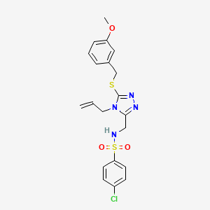 molecular formula C20H21ClN4O3S2 B2425287 N-({4-allyl-5-[(3-methoxybenzyl)sulfanyl]-4H-1,2,4-triazol-3-yl}methyl)-4-chlorobenzenesulfonamide CAS No. 338422-27-8