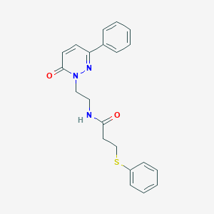 molecular formula C21H21N3O2S B2425293 N-(2-(6-oxo-3-phenylpyridazin-1(6H)-yl)ethyl)-3-(phenylthio)propanamide CAS No. 921873-24-7