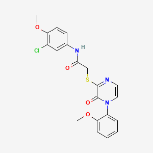 molecular formula C20H18ClN3O4S B2425307 N-(3-chloro-4-methoxyphenyl)-2-((4-(2-methoxyphenyl)-3-oxo-3,4-dihydropyrazin-2-yl)thio)acetamide CAS No. 899944-97-9