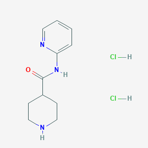 molecular formula C11H17Cl2N3O B2425309 N-Pyridin-2-ylpiperidine-4-carboxamide;dihydrochloride CAS No. 1837176-30-3