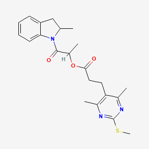 1-(2-methyl-2,3-dihydro-1H-indol-1-yl)-1-oxopropan-2-yl 3-[4,6-dimethyl-2-(methylsulfanyl)pyrimidin-5-yl]propanoate