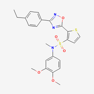 molecular formula C23H23N3O5S2 B2425319 N-(3,4-dimethoxyphenyl)-2-[3-(4-ethylphenyl)-1,2,4-oxadiazol-5-yl]-N-methylthiophene-3-sulfonamide CAS No. 1207055-41-1