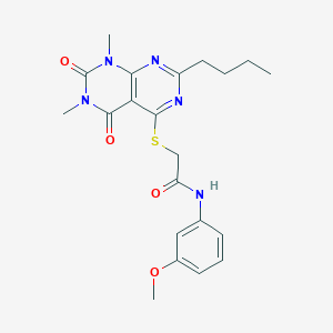 2-((2-butyl-6,8-dimethyl-5,7-dioxo-5,6,7,8-tetrahydropyrimido[4,5-d]pyrimidin-4-yl)thio)-N-(3-methoxyphenyl)acetamide