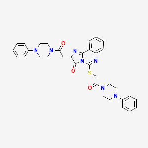 2-[2-oxo-2-(4-phenylpiperazin-1-yl)ethyl]-5-{[2-oxo-2-(4-phenylpiperazin-1-yl)ethyl]sulfanyl}-2H,3H-imidazo[1,2-c]quinazolin-3-one