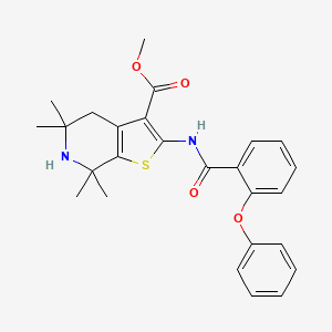 molecular formula C26H28N2O4S B2425339 Methyl 5,5,7,7-tetramethyl-2-(2-phenoxybenzamido)-4,5,6,7-tetrahydrothieno[2,3-c]pyridine-3-carboxylate CAS No. 887901-18-0
