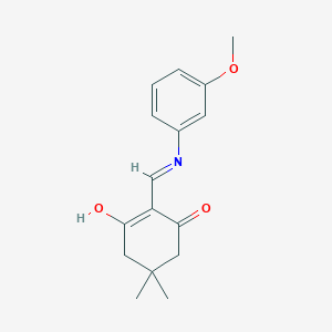 molecular formula C16H19NO3 B2425343 2-{[(3-Methoxyphenyl)amino]methylidene}-5,5-dimethylcyclohexane-1,3-dione CAS No. 64869-19-8