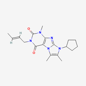 molecular formula C19H25N5O2 B2425344 2-[(E)-but-2-enyl]-6-cyclopentyl-4,7,8-trimethylpurino[7,8-a]imidazole-1,3-dione CAS No. 887672-13-1