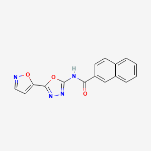 molecular formula C16H10N4O3 B2425346 N-[5-(1,2-oxazol-5-yl)-1,3,4-oxadiazol-2-yl]naphthalene-2-carboxamide CAS No. 946362-54-5