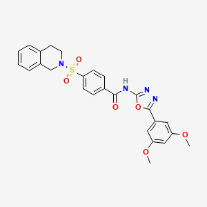molecular formula C26H24N4O6S B2425354 4-((3,4-dihydroisoquinolin-2(1H)-yl)sulfonyl)-N-(5-(3,5-dimethoxyphenyl)-1,3,4-oxadiazol-2-yl)benzamide CAS No. 533870-65-4