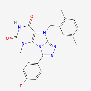 molecular formula C22H19FN6O2 B2425355 5-[(2,5-Dimethylphenyl)methyl]-8-(4-fluorophenyl)-1-methylpurino[8,9-c][1,2,4]triazole-2,4-dione CAS No. 921828-43-5