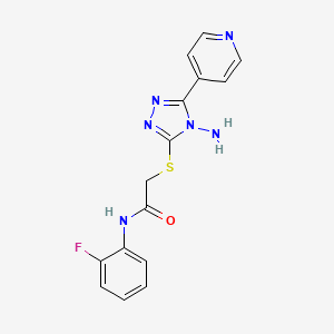 molecular formula C15H13FN6OS B2425361 2-{[4-amino-5-(pyridin-4-yl)-4H-1,2,4-triazol-3-yl]sulfanyl}-N-(2-fluorophenyl)acetamide CAS No. 577698-81-8