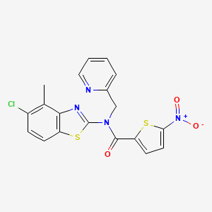 molecular formula C19H13ClN4O3S2 B2425362 N-(5-chloro-4-methyl-1,3-benzothiazol-2-yl)-5-nitro-N-[(pyridin-2-yl)methyl]thiophene-2-carboxamide CAS No. 941968-24-7