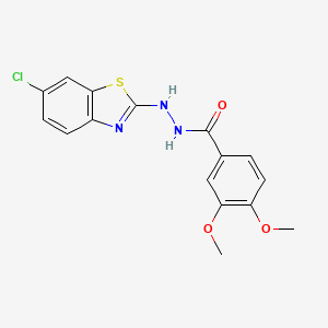molecular formula C16H14ClN3O3S B2425370 N'-(6-chloro-1,3-benzothiazol-2-yl)-3,4-dimethoxybenzohydrazide CAS No. 851980-21-7