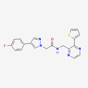 2-(4-(4-fluorophenyl)-1H-pyrazol-1-yl)-N-((3-(thiophen-2-yl)pyrazin-2-yl)methyl)acetamide