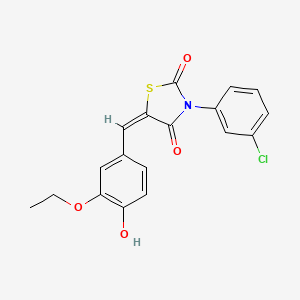 molecular formula C18H14ClNO4S B2425390 (5E)-3-(3-chlorophenyl)-5-[(3-ethoxy-4-hydroxyphenyl)methylidene]-1,3-thiazolidine-2,4-dione CAS No. 865614-16-0
