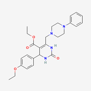 molecular formula C26H32N4O4 B2425395 Ethyl 4-(4-ethoxyphenyl)-2-oxo-6-[(4-phenylpiperazin-1-yl)methyl]-1,2,3,4-tetrahydropyrimidine-5-carboxylate CAS No. 1252915-14-2