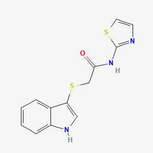 molecular formula C13H11N3OS2 B2425396 2-((1H-indol-3-yl)thio)-N-(thiazol-2-yl)acetamide CAS No. 450351-93-6