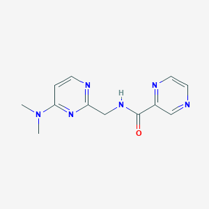 molecular formula C12H14N6O B2425399 N-((4-(dimethylamino)pyrimidin-2-yl)methyl)pyrazine-2-carboxamide CAS No. 1797329-86-2