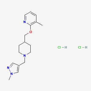 molecular formula C17H26Cl2N4O B2425404 3-Methyl-2-[[1-[(1-methylpyrazol-4-yl)methyl]piperidin-4-yl]methoxy]pyridine;dihydrochloride CAS No. 2380094-89-1