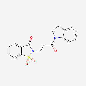 molecular formula C18H16N2O4S B2425426 2-(3-(indolin-1-yl)-3-oxopropyl)benzo[d]isothiazol-3(2H)-one 1,1-dioxide CAS No. 899996-01-1