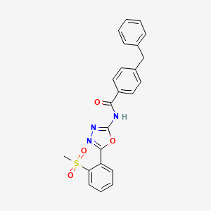molecular formula C23H19N3O4S B2425428 4-benzyl-N-(5-(2-(methylsulfonyl)phenyl)-1,3,4-oxadiazol-2-yl)benzamide CAS No. 898422-65-6