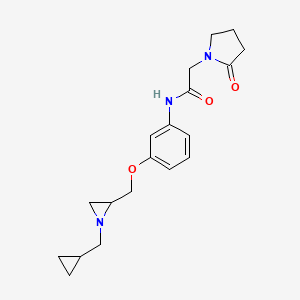 molecular formula C19H25N3O3 B2425437 N-(3-{[1-(cyclopropylmethyl)aziridin-2-yl]methoxy}phenyl)-2-(2-oxopyrrolidin-1-yl)acetamide CAS No. 2418678-65-4