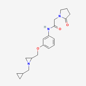 molecular formula C19H25N3O3 B2425437 N-[3-[[1-(Cyclopropylmethyl)aziridin-2-yl]methoxy]phenyl]-2-(2-oxopyrrolidin-1-yl)acetamide CAS No. 2418678-65-4
