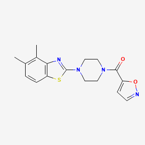 molecular formula C17H18N4O2S B2425443 (4-(4,5-二甲基苯并[2,3-d]噻唑-2-基)哌嗪-1-基)(异噁唑-5-基)甲酮 CAS No. 941957-85-3
