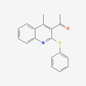 molecular formula C18H15NOS B2425451 1-[4-Methyl-2-(phenylsulfanyl)-3-quinolinyl]-1-ethanone CAS No. 400076-25-7